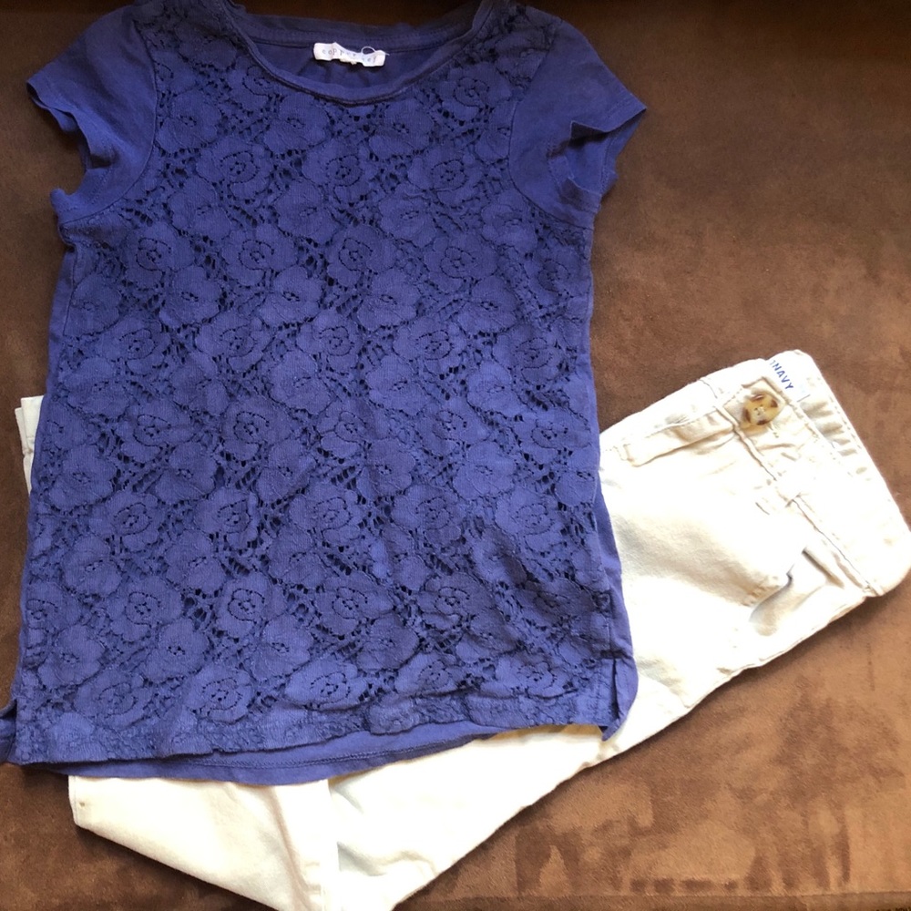 Girls khaki/navy blue outfit